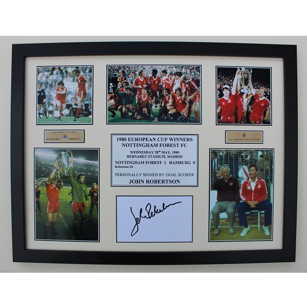 Signed and framed John Robertson Nottingham Forest 1980 European Cup photo 
