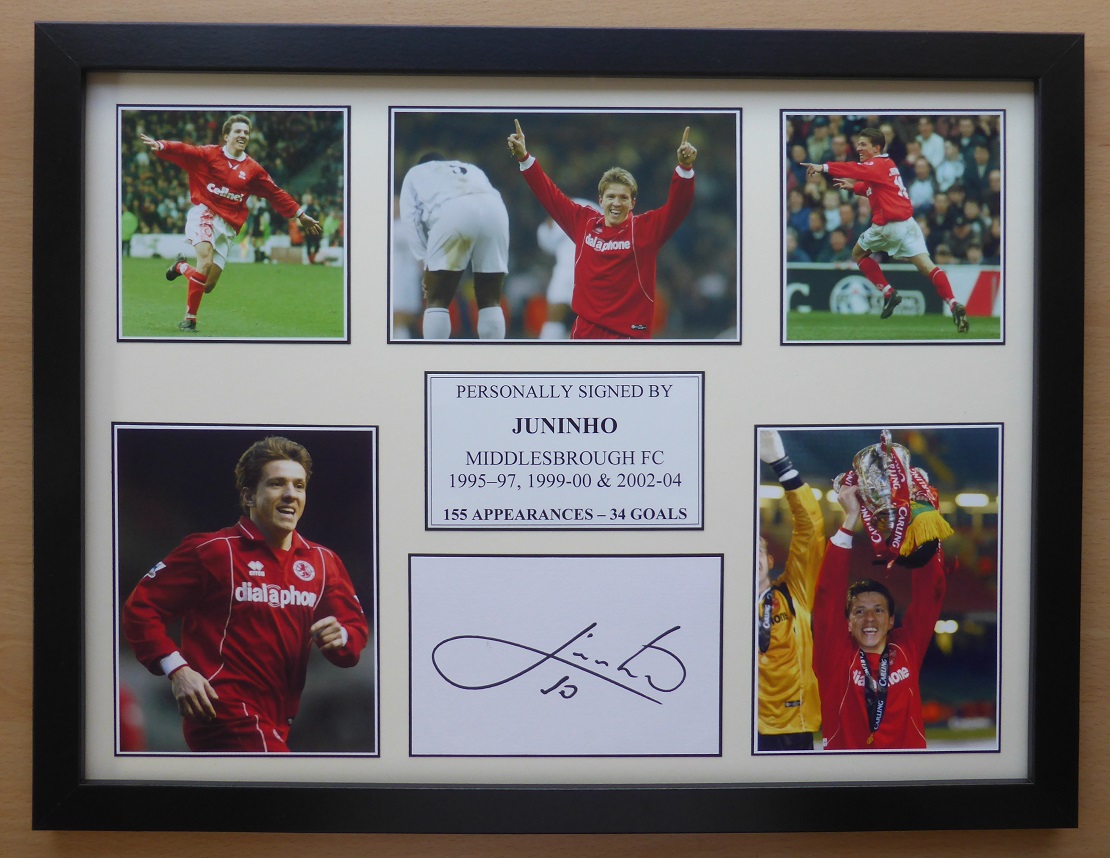 Juninho Signed 16x12 Photo Display Middlesbrough Autograph Memorabilia COA 